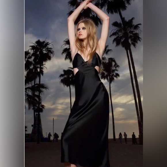 black satin midi dress zara Zara | Dresses | Zara Black Satin Midi Lace Dress Sz M